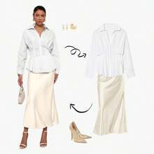 YROOE Women's Spring/Summer Pleated Silk Blend Fitted Long Sleeve Blouse - White - View 2