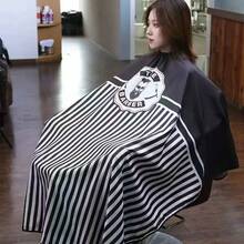 Capa de corte de pelo a rayas de salón profesional, bata de barbero, delantal de estilista, tamaño grande 140 x 160 cm - Multicolor - Ver 4