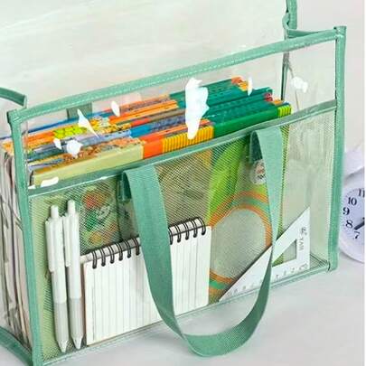 1 pezzo Borsa portadocumenti trasparente in PP di grande capacità - Design multistrato, adatta per tablet, fogli A4 e cancelleria - Design robusto e portatile di scatola portadocumenti trasparente