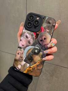 1pc Creative Monkey Pattern Matte Full Coverage TPU Phone Case, Compatible With IPhone 17, 16, 15, 14, 13, 12, 11 Pro Max, Series - Multicolor - View 3