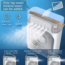 3-In-1 Rechargeable Water Spray Fan, Runs Up To 2.5 Hours On A Single Charge And Features 7 Built-In Lights - (White) - White - View 7