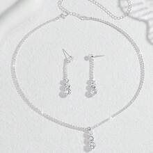 极简时尚项链耳环套装，适合作为毕业礼物、婚礼、宴会和节日礼物 - 白色 - 查看 4