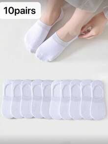 10 Pairs Women Minimalist Solid Invisible Socks - Multicolor - View 10