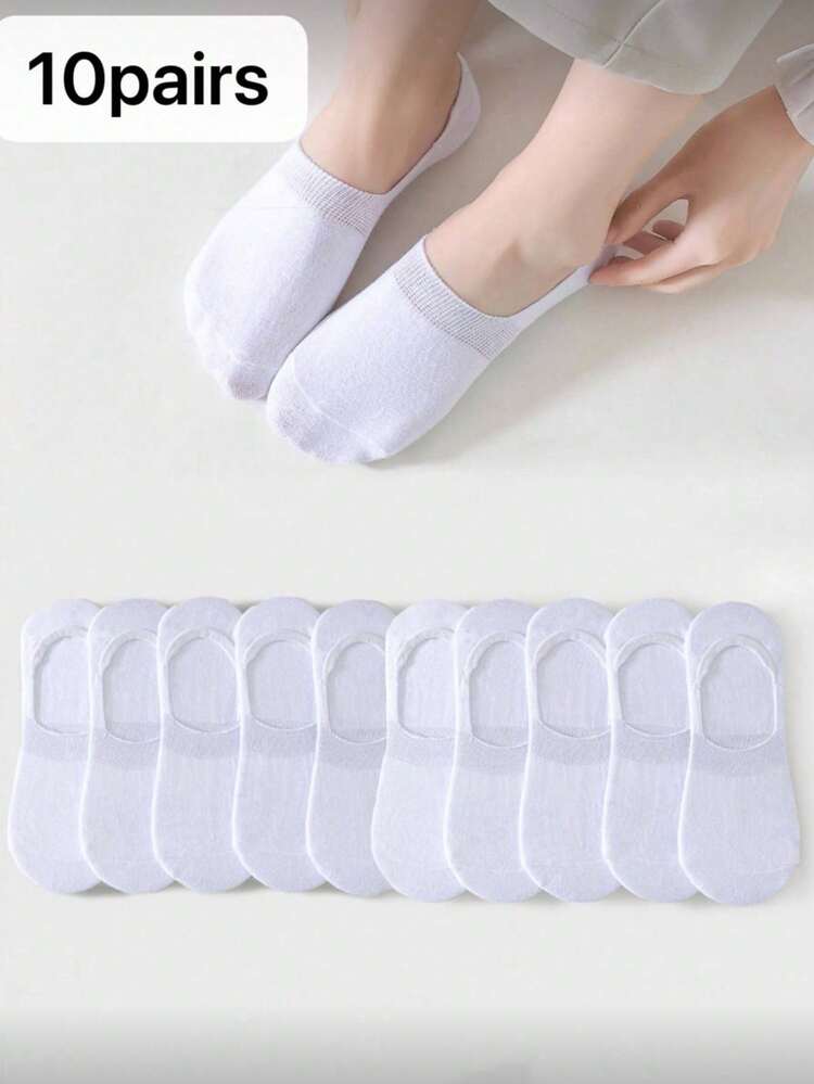 10 Pairs Women Minimalist Solid Invisible Socks - Multicolor - View 10
