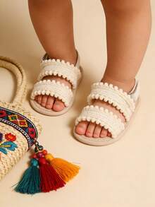 Newborn/Infant Girls' Soft Bottom Retro Sandals, Infant First Walking Shoes, Kindergarten Footwear - Beige - View 5