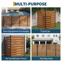Hodeffior Set Of 2 Wooden Privacy Fences, 98x125cm, Outdoor Privacy Screens With Easy, Trenchless Installation, Privacy Screen For Garden, Patio, Bins, Pool Equipment & Air Conditioners - 自然的 - 查看 4
