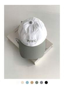 1pc Quick-Dry Color-Block Baseball Cap With Letter Embroidery, Minimalist Contrast Color Soft Crown Duck Bill Cap, Lightweight Breathable Thin Summer Hat, Couple Versatile Outdoor Sports Spring Trip Student Sun Protection Casual Cap For Men - SPECIFIC Splicing - View 6