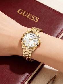 Guess Women's Quartz Watch, Quartz Movement, Stainless Steel Strap, Stainless Steel Case, Suitable For Daily Wear, Gatherings And Other Occasions GW0308L2 GW0308L5 - White + Gold Strap - View 3