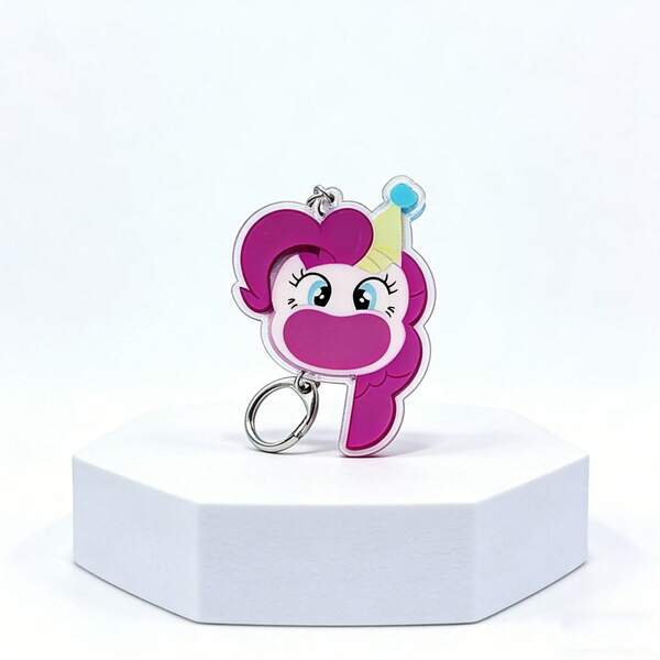 Hasbro 6pcs Random Cute Ponytail Keychain - Double-Sided Acrylic Pendants With Candy And Heart Designs, Suitable For Students, Girlfriends, Apple Jack Accessories, Valentine's Day, Father's Day Gifts, Lovely Keychain Accessories, Student Gift Items, Lively Design