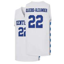 ST John's Shamrocks 男款 SEC 22 号吉尔杰斯-亚历山大白色篮球球衣，刺绣字母训练背心 - 白色 - 查看 2