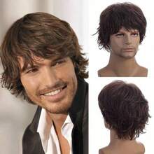 Peluca de fibra resistente a altas temperaturas de densidad 200% con estilo europeo recto, adecuada para todo tipo de tonos de piel, unisex para ocasiones festivas - Multicolor - Ver 1