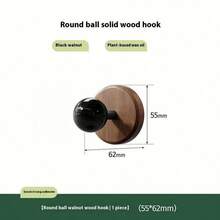 Creative Solid Round Wallmount Clotheshook, Beechwood & Walnut Fiber Hook, Hole-Free Hanger, Suitable For Living Room - Multicolor - View 9