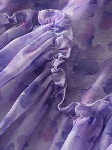 Falda con volantes romántica para mujeres, ideal para vacaciones de primavera/verano - Morado Violeta - Ver 4