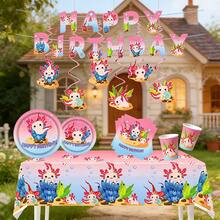 58Pcs Axolotl Birthday Party Supplies Include Happy Birthday Banner-Balloons-Cake Topper-Cupcake Toppers-Tableware For Axolotl Party Decorations - View 8