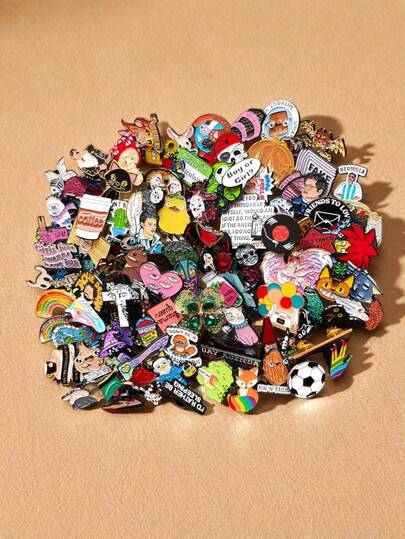 [5 chiếc/10 chiếc/20 chiếc/30 chiếc/40 chiếc/50 chiếc/60 chiếc/70 chiếc/80 chiếc/90 chiếc/100 chiếc] Bộ ghim cài áo hình nhân vật hoạt hình kết hợp ngẫu nhiên - Huy hiệu tráng men phong cách Gothic Retro Punk thời trang, ghim cài áo chữ cái khẩu hiệu tiếng Anh, có thể ghim lên áo sơ mi, túi xách và áo khoác - Ghim cài áo bằng hợp kim kẽm khẩu hiệu tiếng Anh, hoàn hảo cho trang phục thường ngày và làm quà tặng cho bạn bè.