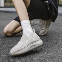 Women's Solid Color Casual Sports Shoes, Lightweight Soft-Sole Athletic Sneakers, Low-Top Breathable Fitness Shoes, Comfortable Thick-Soled Running Shoes - Apricot - View 3