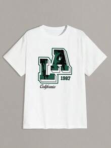 Men's Letter Print T-Shirt - White - View 5