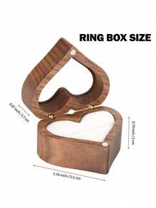 Hộp đựng trang sức bằng gỗ hình trái tim 2 ngăn, có nắp trong suốt, có thể cá nhân hóa, thích hợp làm quà cầu hôn, đính hôn, cưới, kỷ niệm. - màu nâu - Xem 6