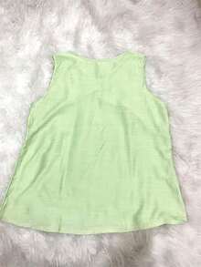 Plain Tank Top, Sleeveless Blouse, Plain Crepe Fabric, With 4 Buttons, Plus Size G1G2G3 46-52, Casual Women's - 62-酪梨綠 - 查看 2
