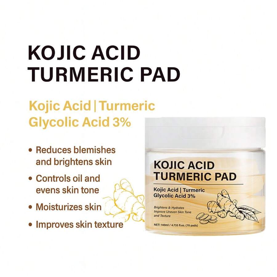 【提亮肤色，均匀肤色】甘醇酸姜黄清爽洁面棉片，提亮暗沉肤色，改善肤色不均；烟酰胺水杨酸，净化毛孔；舒缓保湿护肤棉片 - 全部 - 查看 1