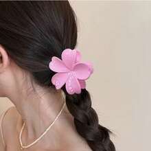 3件套甜美哑光裂纹花朵发夹，简约清新，适合日常及海滩度假使用 - 彩色 - 查看 2