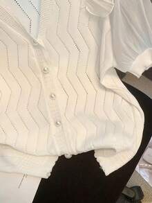 Blusa de mujer de manga corta con volantes de gasa transpirable y elegante para el verano en color blanco - Blanco - Ver 5