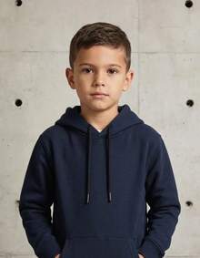 Children's Unisex Plain Kangaroo Hoodie 100% Premium Cotton - Navy Blue - View 2