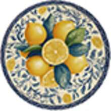 2/4/6pcs Blue Lemon Pattern Linen Placemats, Everyday Round Woven Kitchen Dining Table Mats Suitable For Dining Room Decor, Party, Kitchen - Multicolor - View 4