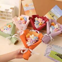 1/2 piezas Ramo de flores de acrílico y lana hechas a mano, regalo decorativo creativo para el Día de la Madre y el Día de la Mujer, textura suave, adecuado como centro de mesa para comedor - Múltiples estilos - Ver 1