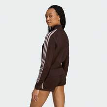Adidas Originals 女士原创钩针编织火鸟运动上衣休闲针织网眼镂空运动开衫，轻便春季外套 KE0202 - 咖色 - 查看 3