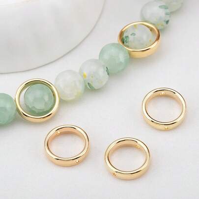 50颗圆形双孔CCB串珠环，空心圆珠，适用于DIY项链、手链、珠宝制作配件