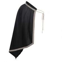 Herr Cosplay-kläder - 251218 Svart halvaxlad kappa - En storlek - Visa 4