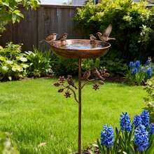 1pc Outdoor Garden Bird Bath Tub, Heavy Duty Metal Frame, No Batteries Required, All-Weather Weatherproof Design, Suitable For Hummingbirds And Birds, Vintage Patio Decoration, Comes With Feeding Station - Easy To Install, Suitable For Patios And Gardens. - 多色 - 查看 7