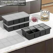 Large Silicone Ice Cube Tray With Lid, Ice Cube Mold, Flexible 8-Cavity Slow Melting Ice Cubes, Suitable For Whiskey - Black - View 13