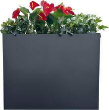 GCCSJ Rectangular Planter,Tall Metal Planter Box For Outdoor Plants 32"X 12"X 24" , Heavy Duty Steel Large Rectangular Planter Box With Removable Insert Shelf, Modern Décor For Tall Plants, Trees, Flowers Rust Resistant With Drainage Holes & Included StandGray - Grey - View 2