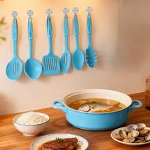 13-Piece Sky Blue Non-Stick Cookware Set With Utensils, Kitchen Pots And Pans Set With Glass Lids, Easy To Clean Uniform Heat Conduction Cookware For Home & Apartment - 查看 8