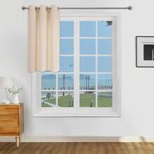 1pc/2pcs Light Filtering Curtains/Top Tie Solid Curtains/Light Balancing Filtering Sunlight Curtains, Multiple Sizes & Colors Available, Faux Linen Texture Suitable For Living Room, Bedroom, Kitchen, Home, Farmhouse, Rustic Decor, Beige Curtains - Beige - View 26