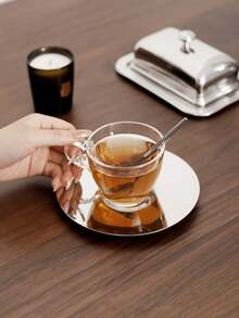 Bộ ấm trà chiều cao cấp sang trọng, gồm tách cà phê thủy tinh và đĩa lót bằng thép không gỉ, bộ ấm trà chiều kiểu Anh tinh tế, thích hợp cho nhà hàng, phòng khách, quán cà phê, các buổi tụ họp. - Nhiều màu - Xem 5