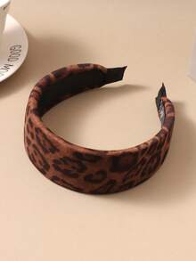 1件复古宽边豹纹天鹅绒发箍，时尚优雅发箍发夹，女士日常佩戴防滑高冠头饰 - 彩色 - 查看 7