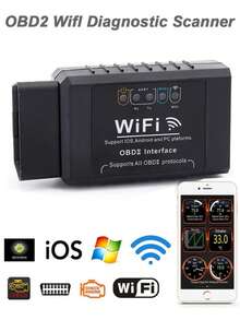 Dụng cụ chẩn đoán ô tô OBD2, Thiết bị đọc mã lỗi OBDII ELM 327 V1.5 WIFI dành cho ô tô, Xóa đèn báo lỗi động cơ - Chẩn đoán 3000 mã lỗi ô tô, Phụ tùng ô tô - Đen - Xem 1