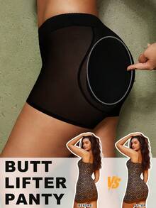 1pc Women Shapewear Butt Lifting Tummy Control Pants - Black - View 1