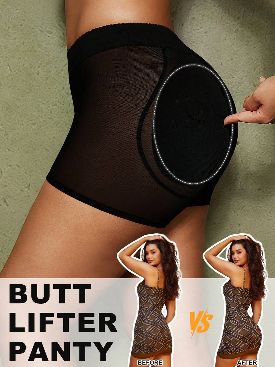 1pc Women Shapewear Butt Lifting Tummy Control Pants - Black - View 1