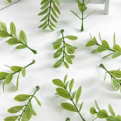 50PCS 2.36inch Artificial Green Leaves, Olive Leaves, Valentine's Day Gifts, Diy Decorations, Candy Boxes, Birthday Party Decorations, Wedding Flower Baskets, Bridal Bouquet Flowers, Home Decorations, Restaurants, Bedrooms, Windowsill Decorations, Vase Decorations, Valentine's Day And New Year Decorations, Outdoor Gardens, Back To School Season, Rama Decorations