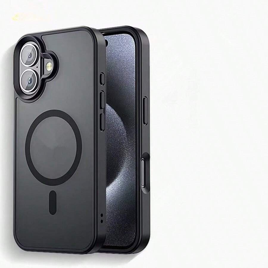 CASE For IPhone 16 Phone Case: Magnetic Translucent Matte Shockproof Slim Cell Phone Cover - Military Grade Drop Proof Hard Back Anti-Fingerprint Protective Case - Black - View 1