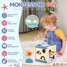 CdbdfsAirlab Wooden Activity Cube Montessori Toys For 1 Year Old Toddlers 12 Months + Toddler Learning Toys 1-3 Boys Girls Baby Sensory Interactive Birthday Giftfhrsdf - ActivityCubeOceanTheme - View 6