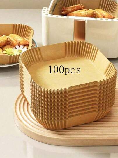 100pcs Disposable Air Fryer, Paper Air Fryer Liner, Paper Basket Bowl, Baking Pan, Oven Accessories, Baking Tools, Kitchen Gadgets, Kitchen Accessories Back To School