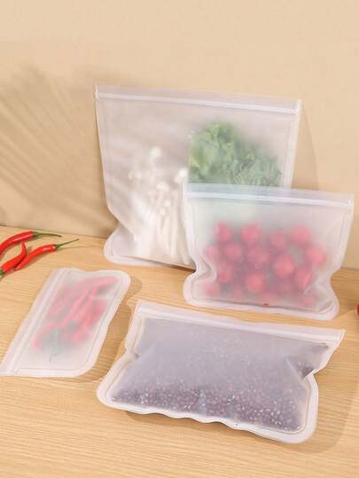 2 ชิ้น ถุงเก็บของ, ถุงเก็บอาหารซิลิโคนแบบใช้ซ้ำได้, ถุงเก็บอาหารแบบพกพา, สำหรับเก็บธัญพืช, เนื้อสัตว์, ผลไม้และผัก, อุปกรณ์จัดระเบียบและจัดเก็บในครัว, อุปกรณ์เสริมในครัว