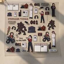 1 miếng dán trang trí điện thoại hình pixel mosaic lấy cảm hứng từ loạt phim kinh dị Mỹ, món quà Giáng sinh hoàn hảo dành cho người hâm mộ và bạn bè (kiểu ngẫu nhiên) - Nhiều màu - Xem 3