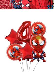 Marvel 蜘蛛侠生日装饰套装，漫威派对用品，包括32英寸红色数字气球，超级英雄儿童生日新年庆祝派对装饰，拍照背景气球 - 氣球套裝 - 查看 6