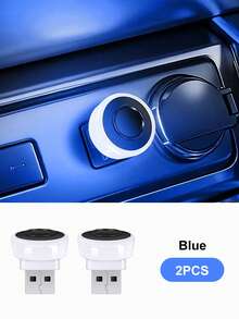 2 piezas Luces de ambiente USB para coche, Luces decorativas LED portátiles mini, Luces de modelado de ambiente para fiestas, Adecuadas para accesorios interiores de automóviles, RGB/Azul/Blanco/Rojo - 2 piezas - Ver 19